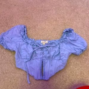 Blue L.A. Hearts Linen Corset Top